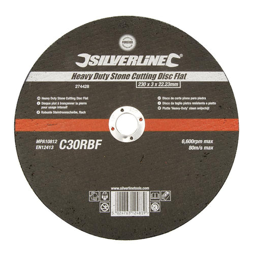Silverline 274428 Heavy Duty Stone Cutting Disc Flat - 230 x 3 x 22.23mm - Voyto Ltd Online