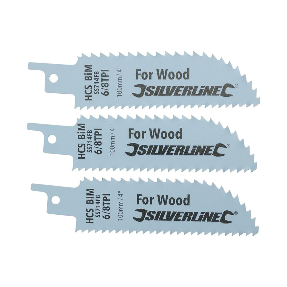 Silverline 633930 Double-Sided Recip Saw Blade for Wood 3pk - HCS 6tpi & BiM 8tpi - Voyto Ltd Online