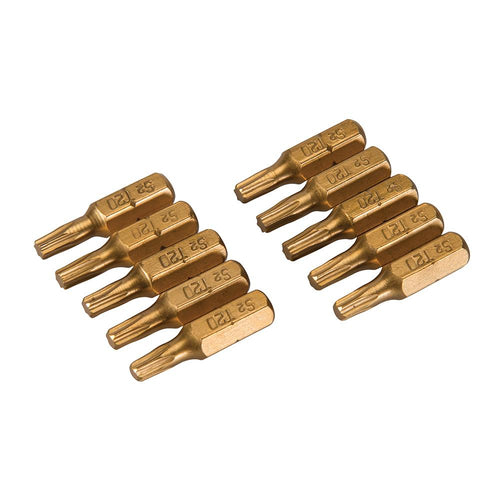Silverline 228537 T20 Gold Screwdriver Bits 10pk - T20 - Voyto Ltd Online