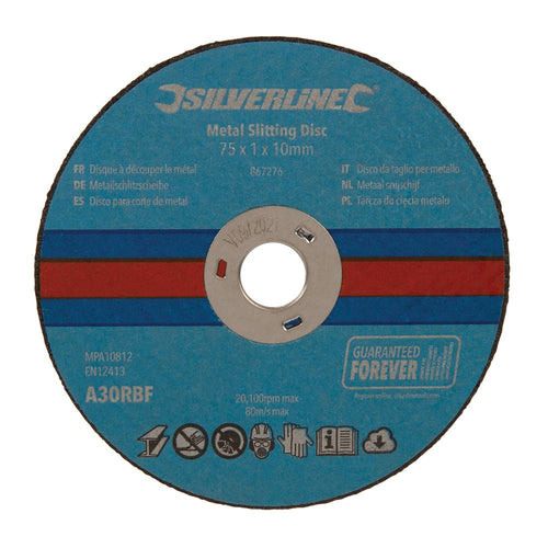 Silverline 867276 Metal Slitting Discs 10pk - 75 x 1 x 10mm - Voyto Ltd Online