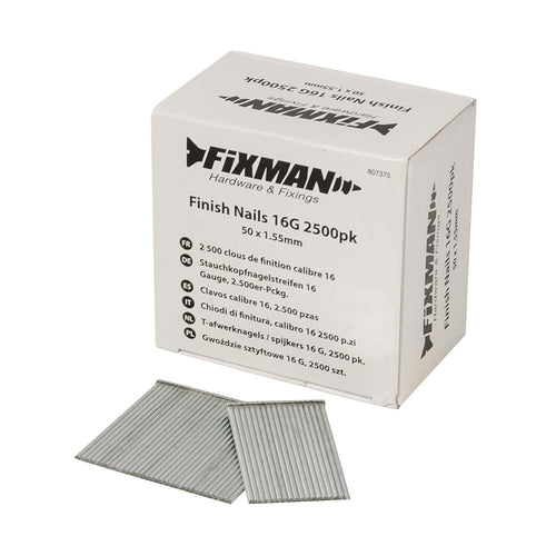 Fixman 807375 Finish Nails 16G 2500pk - 50 x 1.55mm - Voyto Ltd Online