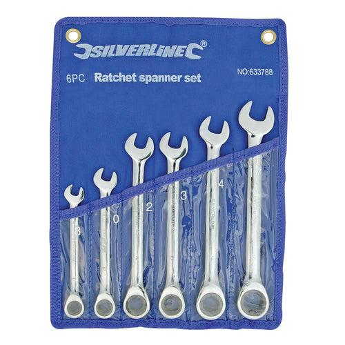 Silverline 633788 Fixed Head Ratchet Spanner Set 6pce - 8 - 17mm - Voyto Ltd Online