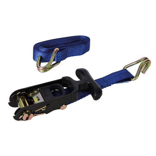 Silverline 459875 Rubber-Handled Ratchet Tie Down Strap J-Hook - 3m x 38mm - Rated 500kg Capacity 1000kg - Voyto Ltd Online