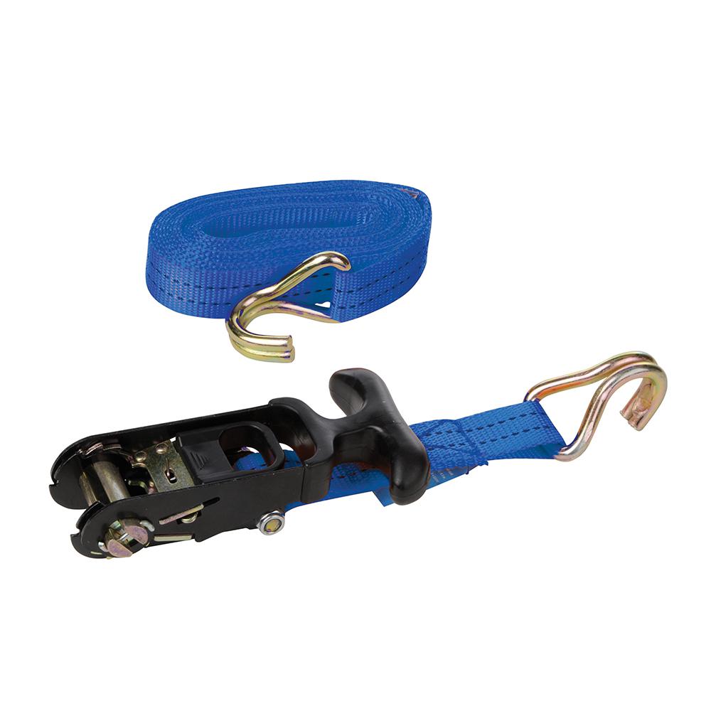 Silverline 135487 Rubber-Handled Ratchet Tie Down Strap J-Hook - 4.5m x 38mm Rated 500kg Capacity 1000kg - Voyto Ltd Online