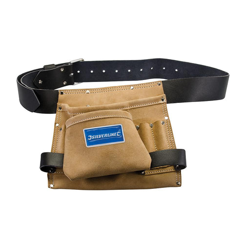 Silverline 675030 Leather Nail & Tool Bag 8 Pocket - 260 x 230mm - Voyto Ltd Online