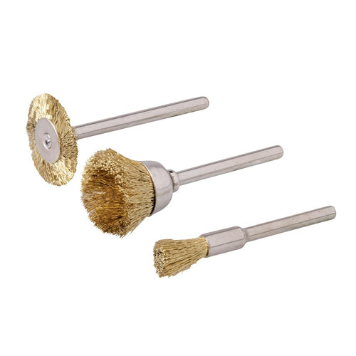 Silverline 763601 Rotary Tool Brass Wire Brush Set 3pce - 5, 15, 20mm Dia - Voyto Ltd Online