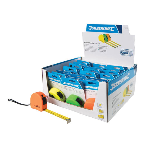 Silverline 595750 Hi-Vis Contour Tape Display Box - 21pce 5m / 16ft x 19mm - Voyto Ltd Online