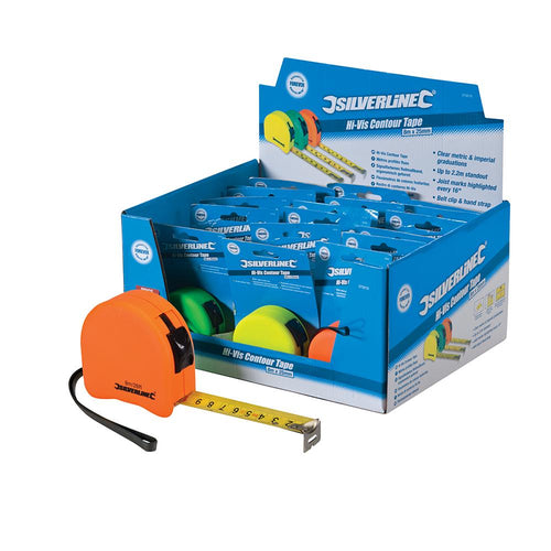 Silverline 273210 Hi-Vis Contour Tape Display Box - 18pce 8m / 26ft x 25mm - Voyto Ltd Online
