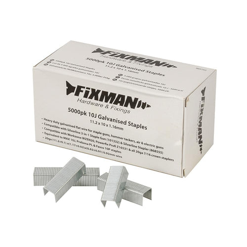 Fixman 455701 10J Galvanised Staples 5000pk - 11.2 x 14 x 1.17mm - Voyto Ltd Online
