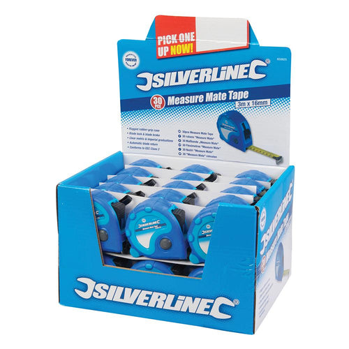 Silverline 633625 Measure Mate Tape Display Box - 30pce 3m / 10ft x 16mm - Voyto Ltd Online