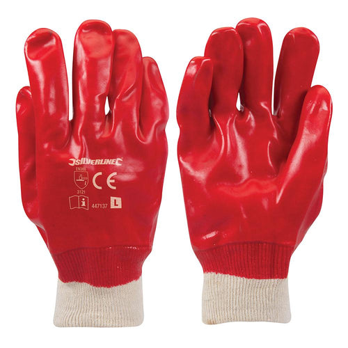 Silverline 447137 Red PVC Gloves - L 10 - Voyto Ltd Online