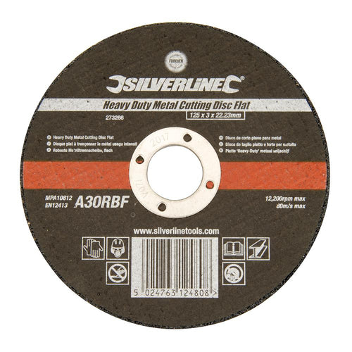 Silverline 273266 Heavy Duty Metal Cutting Disc Flat - 125 x 3 x 22.23mm - Voyto Ltd Online
