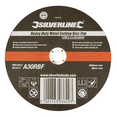 Silverline 103616 Heavy Duty Metal Cutting Disc Flat - 230 x 3 x 22.23mm - Voyto Ltd Online