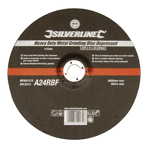 Silverline 272328 Heavy Duty Metal Grinding Disc Depressed - 230 x 6 x 22.23mm - Voyto Ltd Online