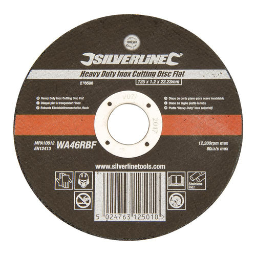 Silverline 276598 Heavy Duty Inox Cutting Disc Flat - 125 x 1.2 x 22.23mm - Voyto Ltd Online